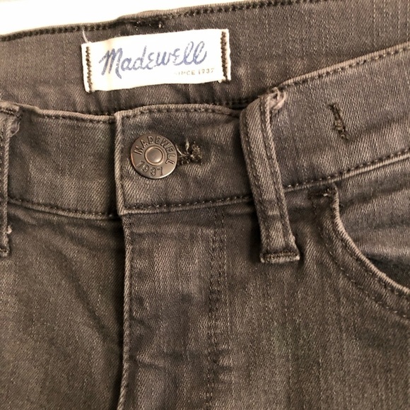 Madewell Moto Skinny Sz 26  Jeans 8” Low Rise Green Gray Zipper Pockets Edgy - Picture 7 of 10
